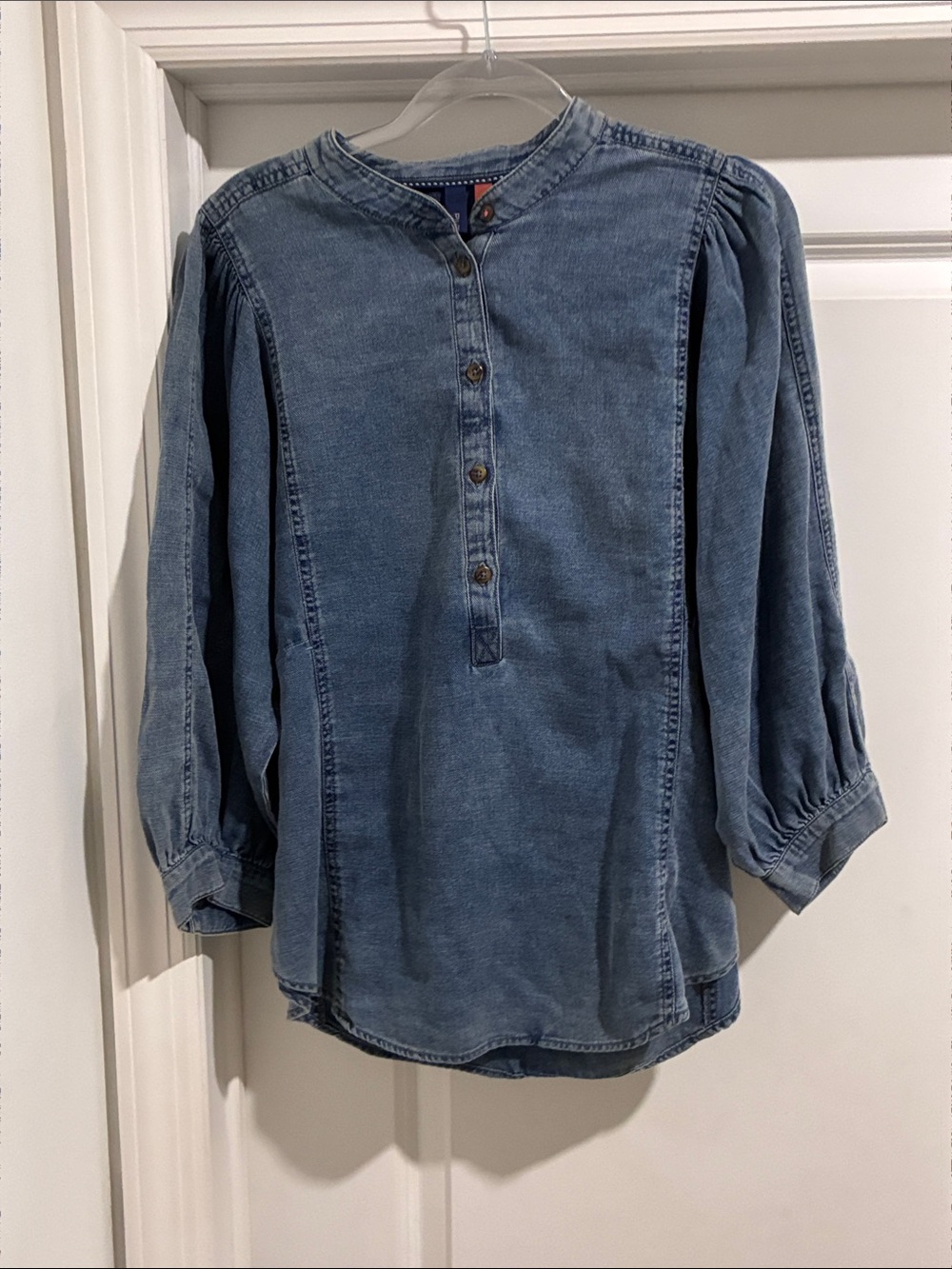 Anthropologie Light Blue Denim Button-Down Tunic